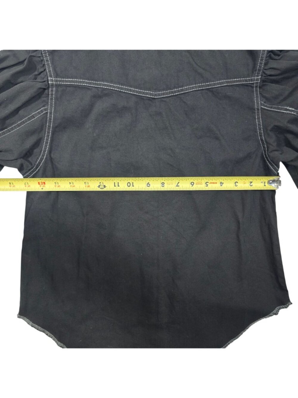 We The Free Free People Black Western Snap Button Puff Sleeve Shirt X-Small NWOT - Picture 7 of 9